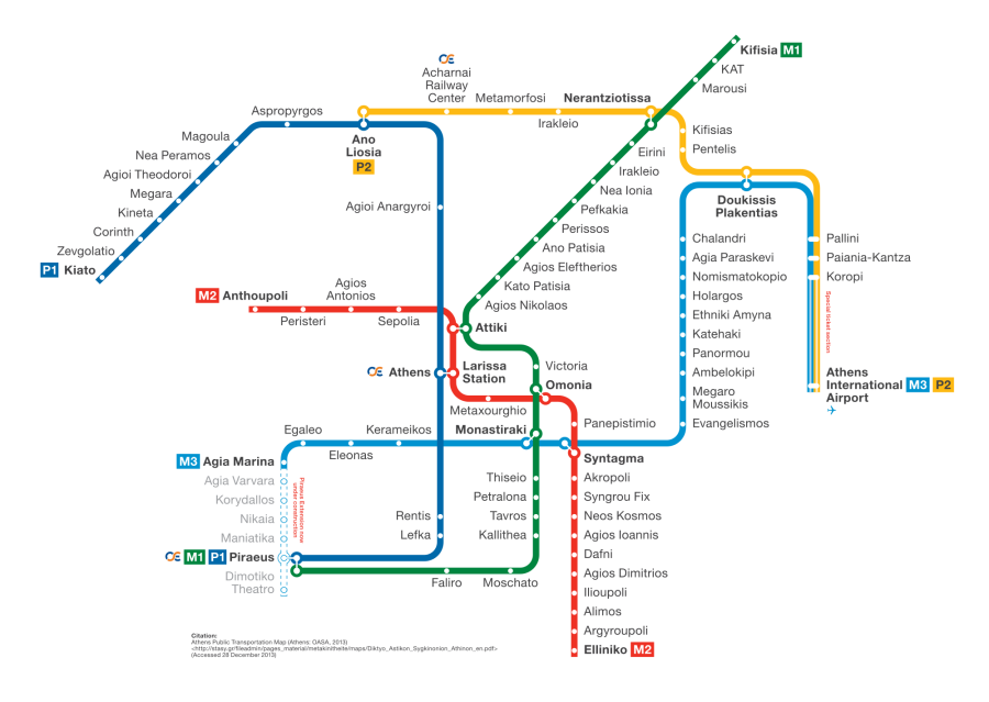 metrokaart van athene metro