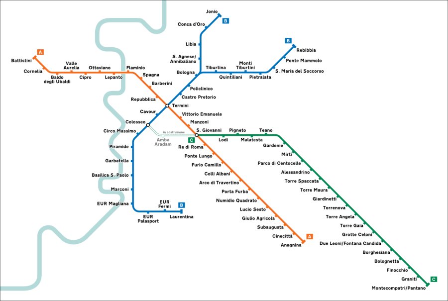 plattegrond van de metro in Rome