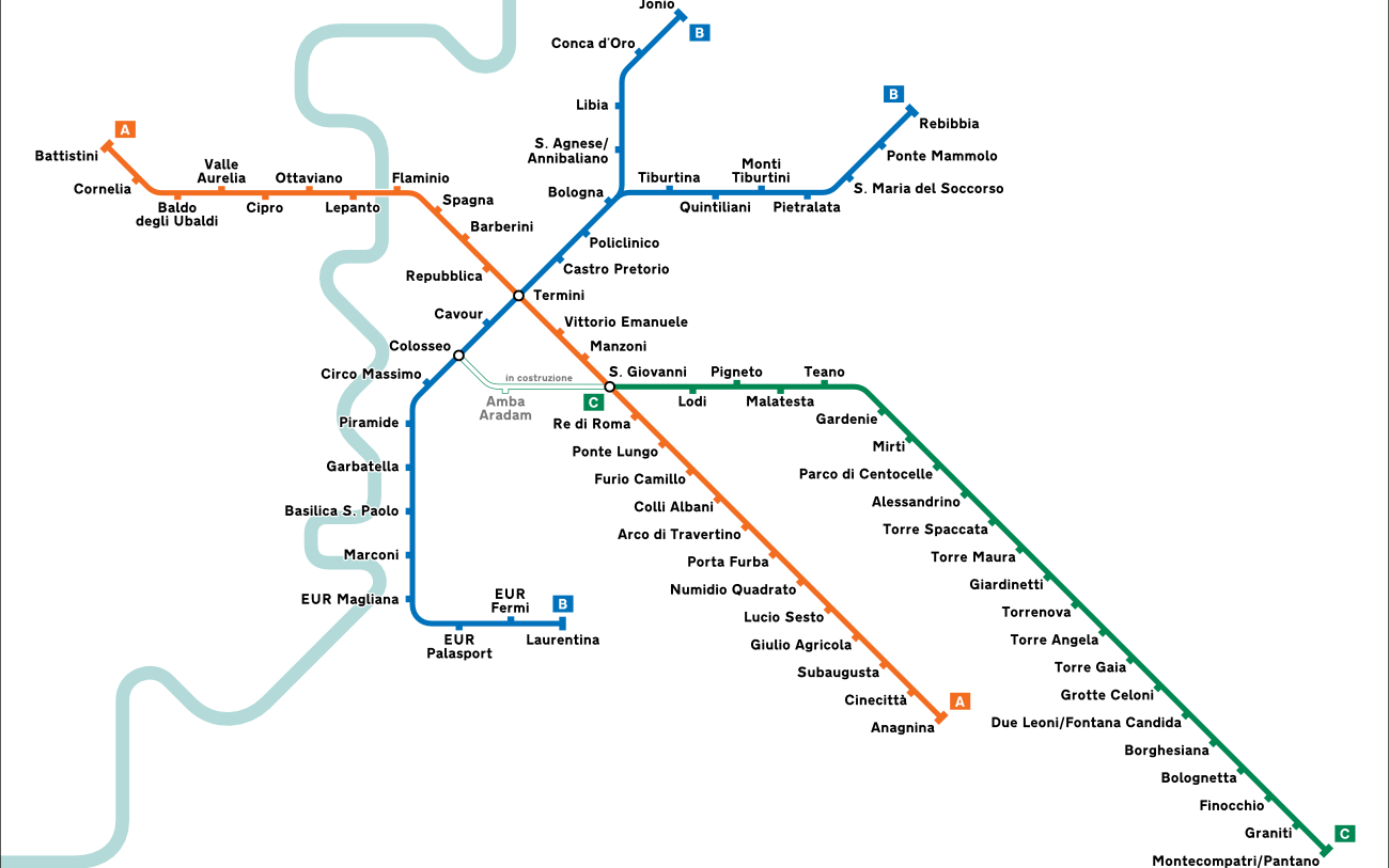 plattegrond van de metro in Rome