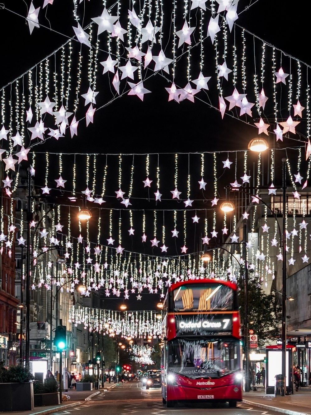 Kerstverlichting in Oxford Street