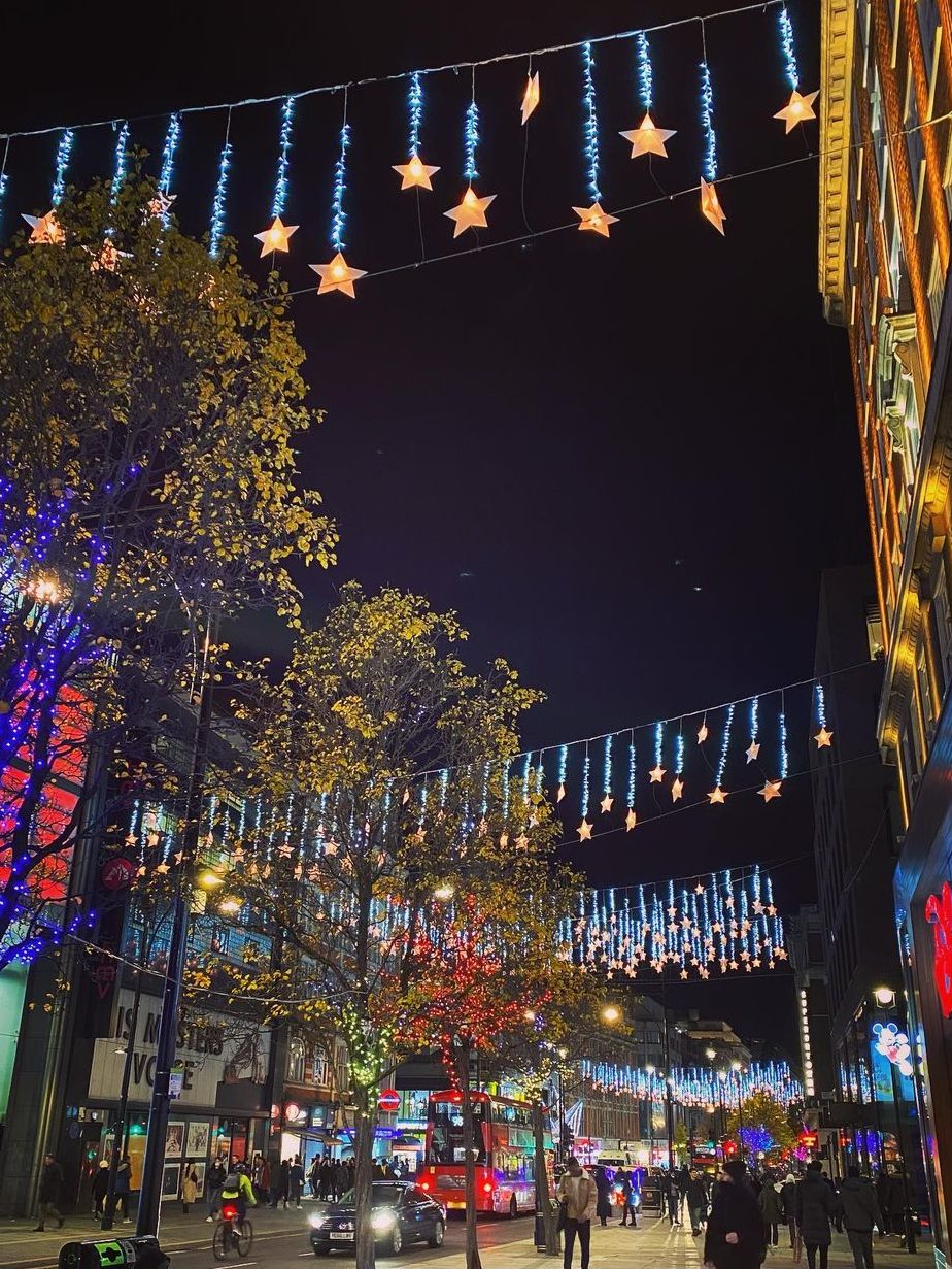 Kerstverlichting in Oxford Street