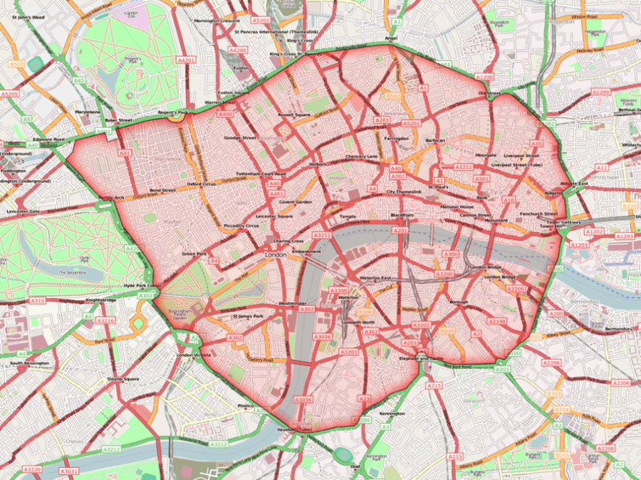 met de auto naar londen tol kaart