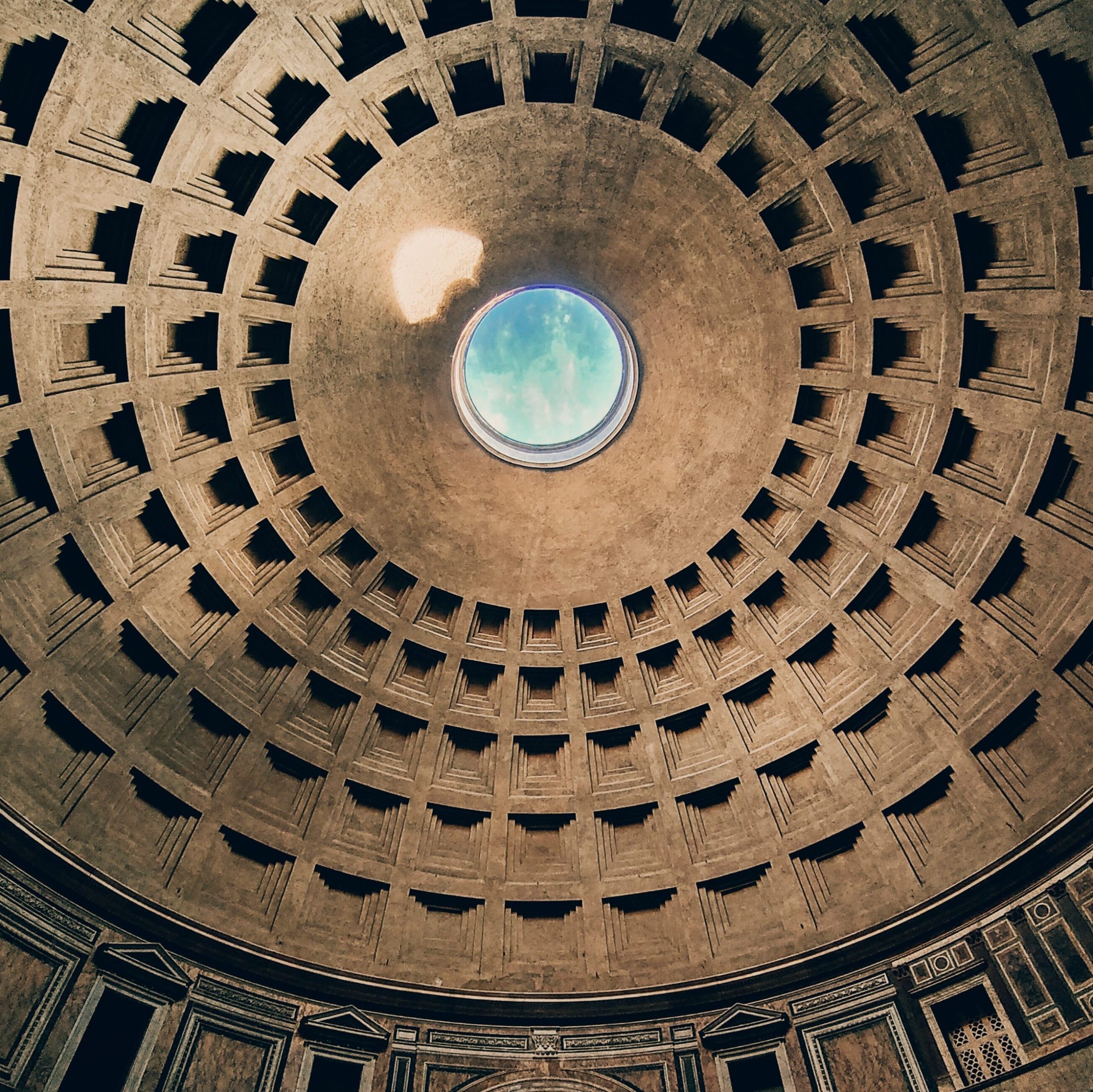 Oculus van het pantheon rome, gat in het dak