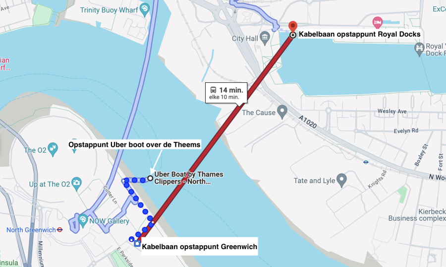 kabelbaan londen en opstappunt boot over de theems