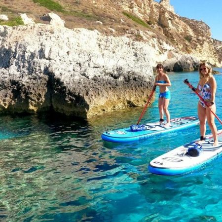 Suppen en snorkelen bij Cagliari (SUP tour) bij de Devil's Saddle