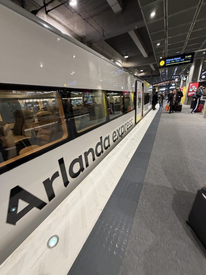 Het perron met tapijt waar je uitstapt als je met de Arlanda Express van het vliegveld naar het centrum van Stockholm reist 